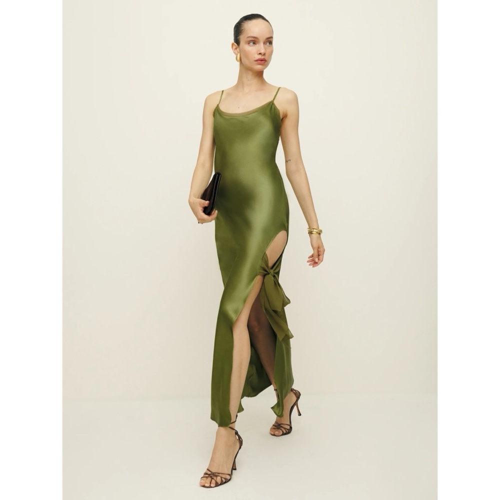 Reformation Malorie Silk Dress in Leaf